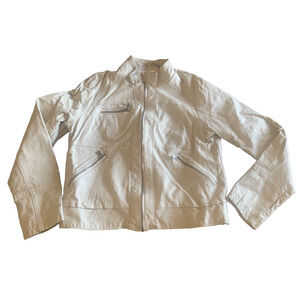 Xhilaration Moto Jacket Womens Size Extra-Large XL Beige Vegan Leather 70s Coat